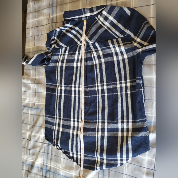 Lucky Brand Blue and White Plaid Button Down Shirt Women's Size Small Petite - Picture 7 of 12